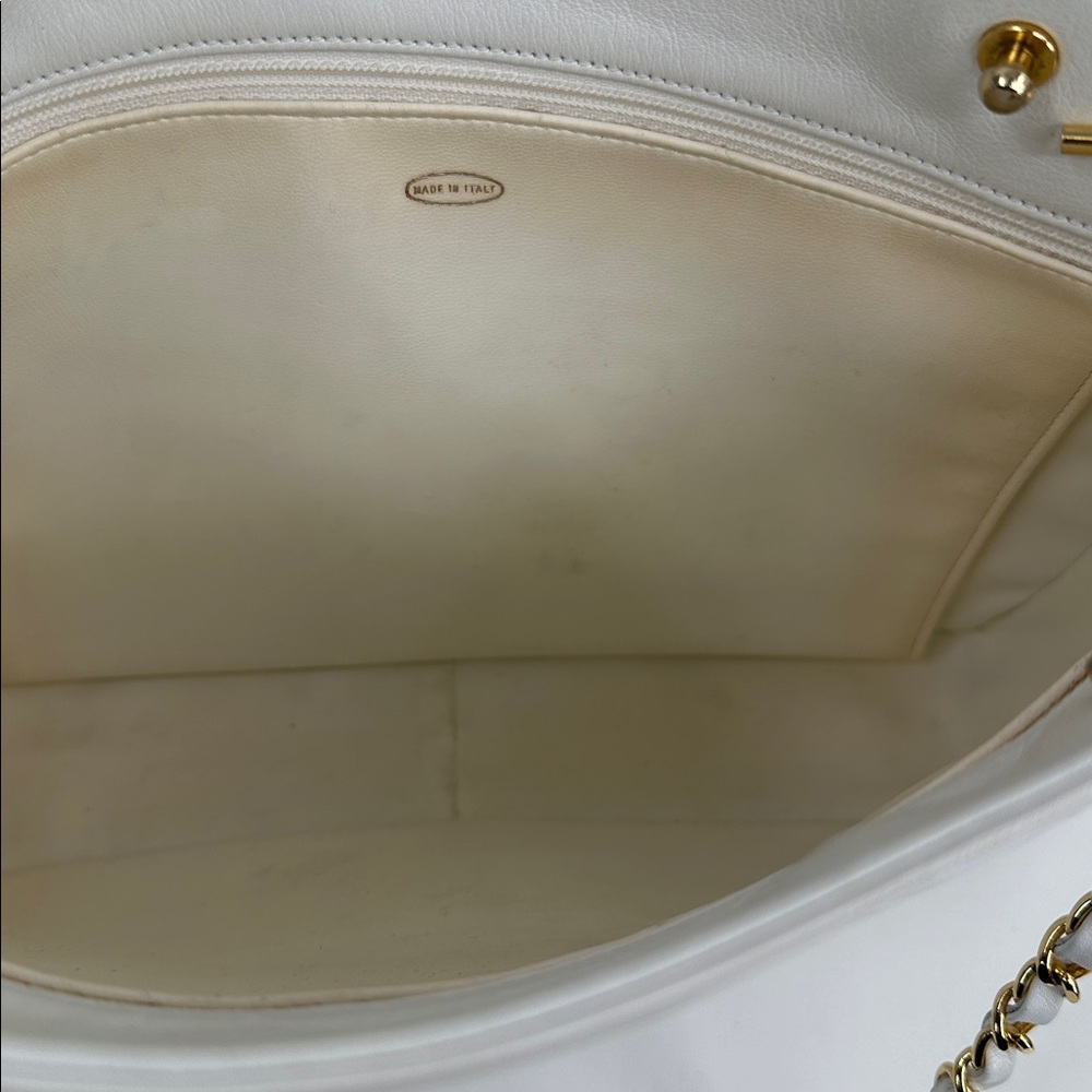 Authenticated CHANEL Quilted Shoulder Bag- White - Picture 9 of 16